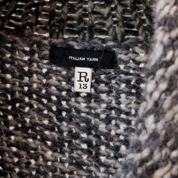 R13 AW/21 Grey Oversized Lapel Sweater Coat - Picture 5 of 14